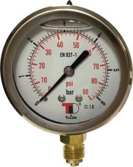 Mérőóra 63mm 0-40bar alsó csatlakozással